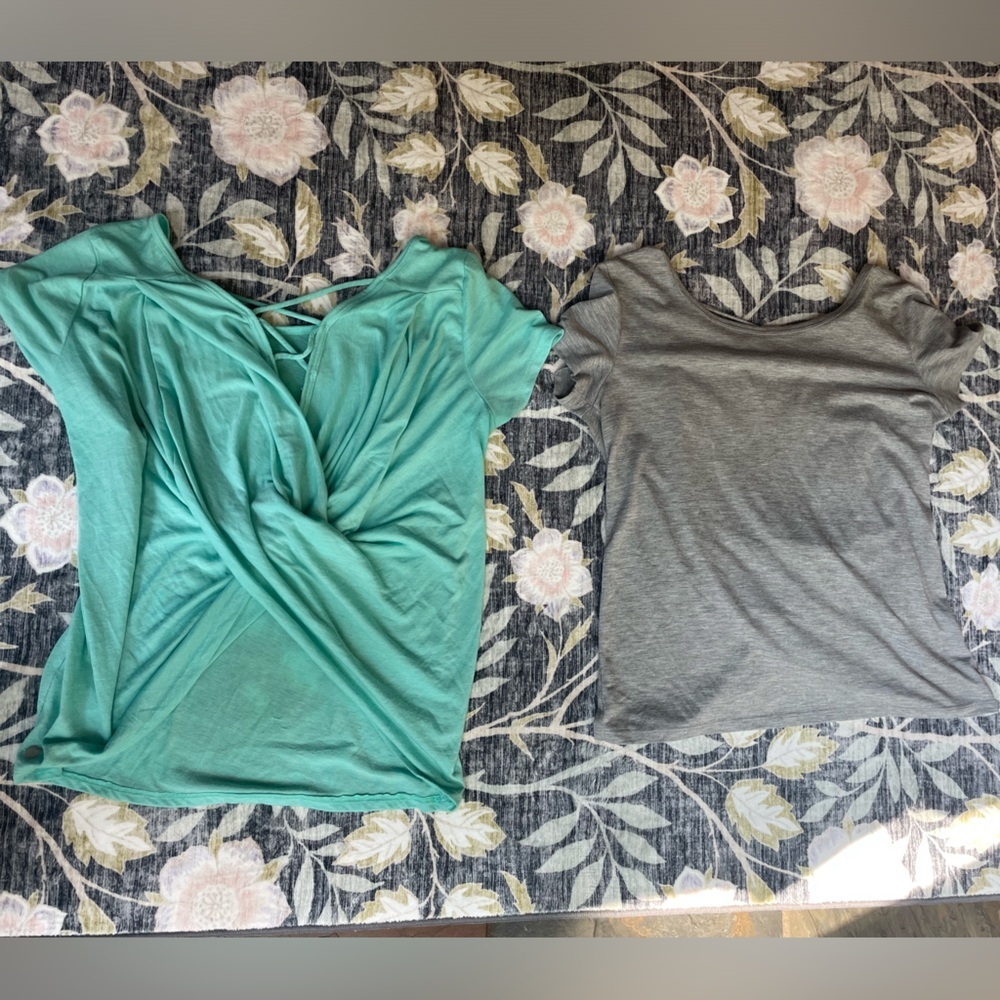 Zella Girl Two Gray and Teal Tops XL